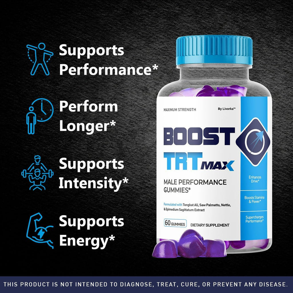 Boost TRT Max - Official Boost TRT Max Gummies for Men Advanced Natural Formula, Male Gummies for Maximum Performance & Support for Overall Wellness, Booster TRT Max for 1 Month