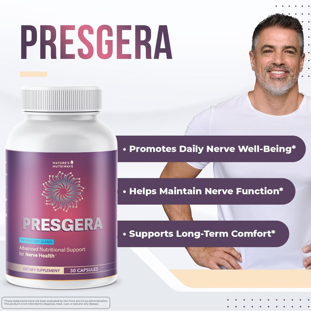 Presgera Capsules – Natural Daily Supplement with Magnesium Glycinate, Turmeric, Alpha Lipoic Acid & More – Made in USA, Non-Gmo, Easy-To-Take – 30 Capsules, 1 Month Supply