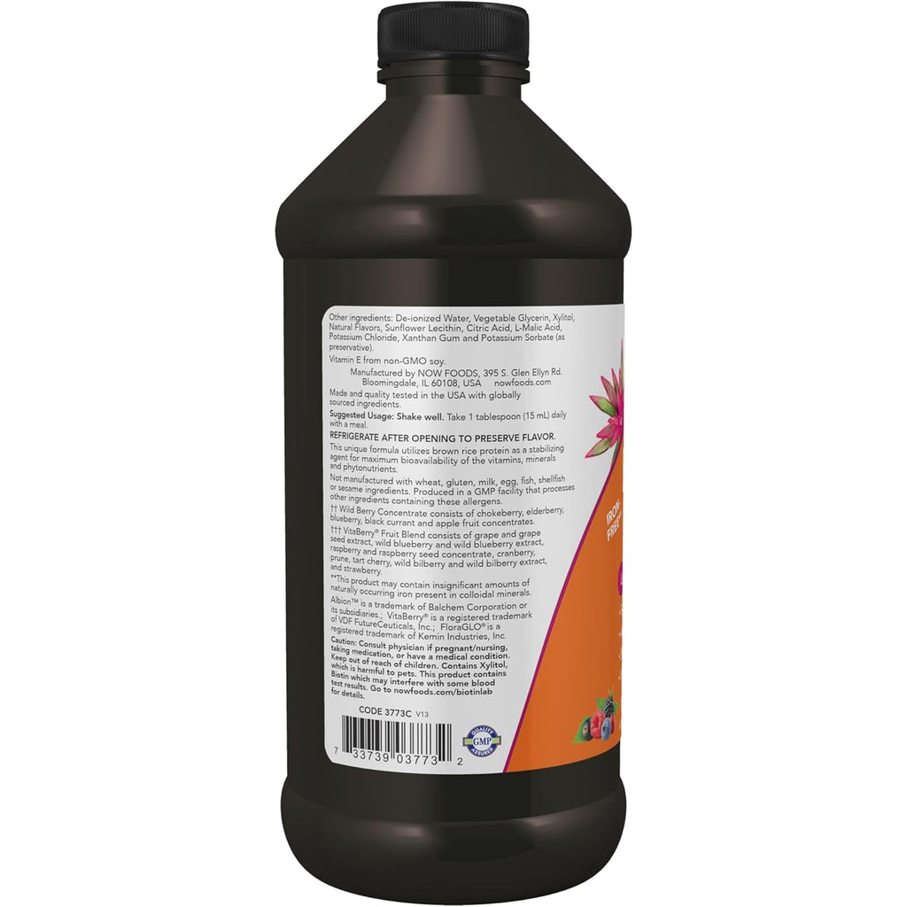 NOW Foods Supplements, Liquid Multi, Fast Absorption, Liquid Vitamin & Mineral, Wild Berry Flavor, 16-Ounce
