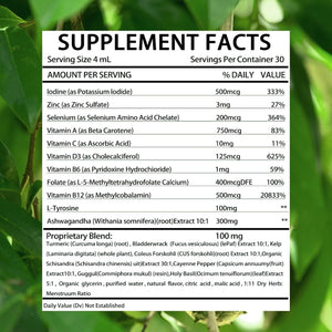 Thyroid Support Drops | Selenium Zinc Iodine L-Tyrosine Ashwagandha Liquid Drops, Thyroid Bloom Support | Body Balance & Support - 4 FL.OZ (1)