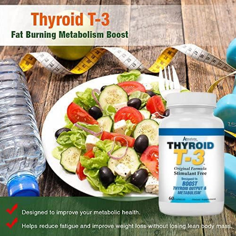 Absolute Nutrition Fat Burning Metabolism Boosting Supplement, Thyroid T-3, 60 Capsules, Off-White, 120
