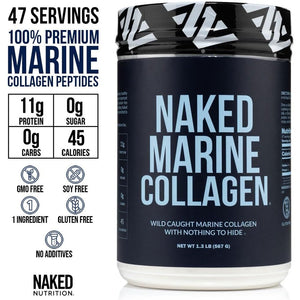 NAKED Marine Collagen Peptides Protein Powder - Unflavored - from Wild Caught Cod - Paleo Friendly, Non-Gmo, Soy-Free, Gluten-Free - 47 Servings
