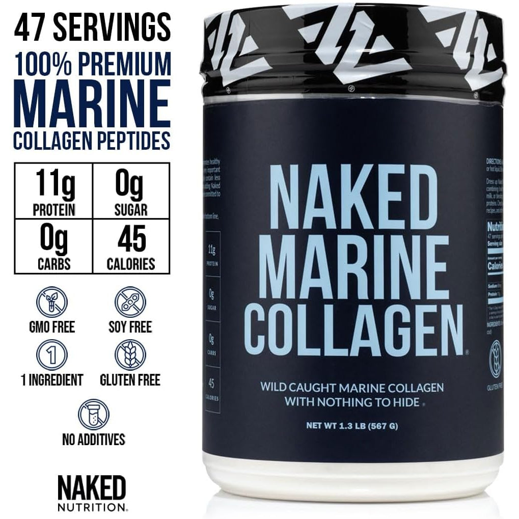 NAKED Marine Collagen Peptides Protein Powder - Unflavored - from Wild Caught Cod - Paleo Friendly, Non-Gmo, Soy-Free, Gluten-Free - 47 Servings