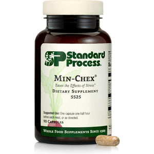 Standard Process Min-Chex - Supplement for Nervous System Support - Supports Healthy Gland Functions to Aid a Healthy Stress Response - Non-Dairy - 90 Capsules (90 Servings)