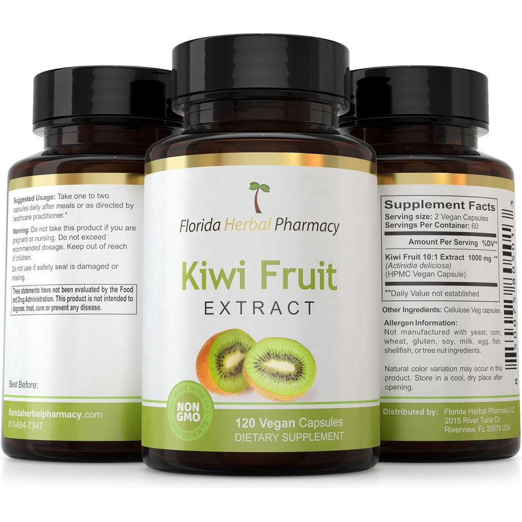 Florida Herbal Pharmacy, Kiwi Fruit Extract Supplement Capsules 10:1 (120 Capsules) Two Months Supply