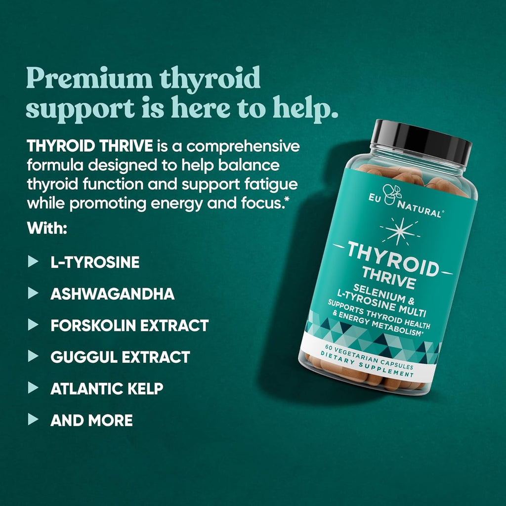 Thrive Energy Support - Naturally Fight Fatigue, Balance Hormones, Promote Focused Energy - Zinc, Selenium, Iodine - 60 Vegetarian Soft Capsules