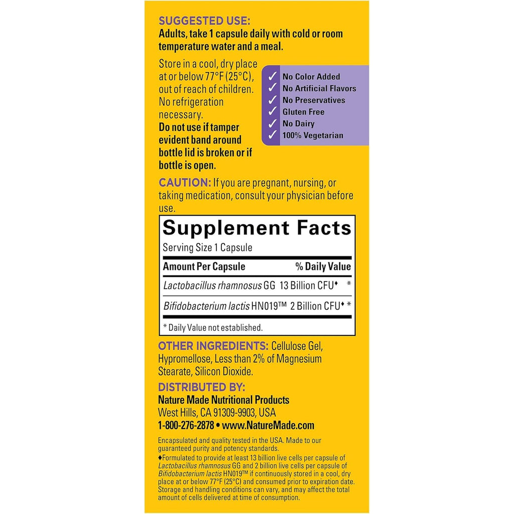 Nature Made Probiotics for Digestive Health Extra Strength 15 Billion CFU from Live Cultures, Probiotics for Women and Men, 30 Probiotic Capsules, 30 Day Supply