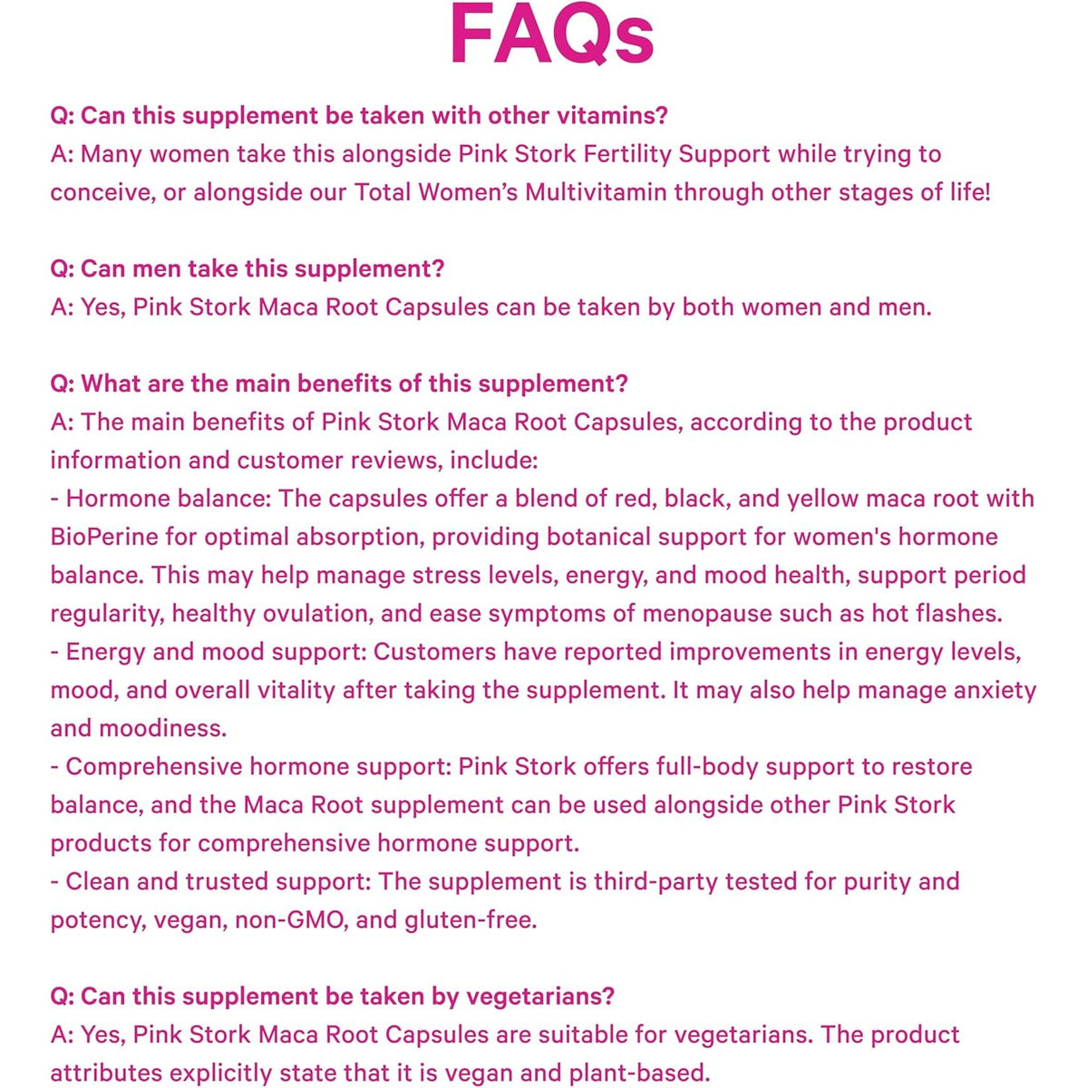 Pink Stork Maca Root Capsules for Women – Organic Maca with Bioperine® for Hormonal Balance, Energy + Wellness – Supports Perimenopause, Menstrual Health, and Vitality