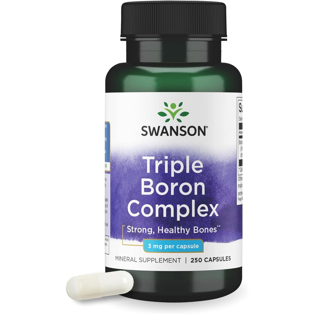 Swanson Triple Boron Complex Bone and Joint Health Mineral Supplement for Adults over 50 Seeking Optimal Absorption - Citrate, Aspartate, Glycinate (250 Capsules)
