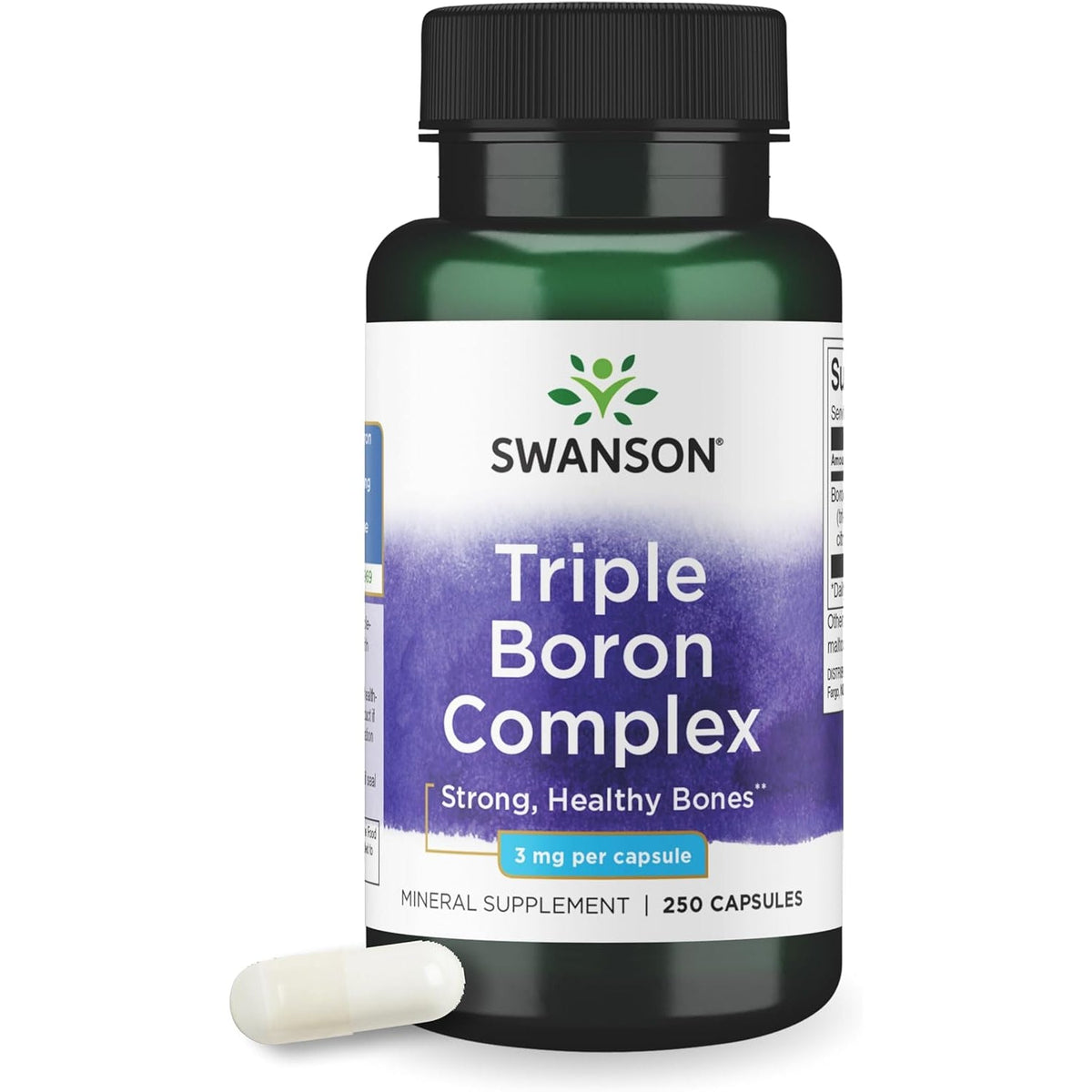 Swanson Triple Boron Complex Bone and Joint Health Mineral Supplement for Adults over 50 Seeking Optimal Absorption - Citrate, Aspartate, Glycinate (250 Capsules)