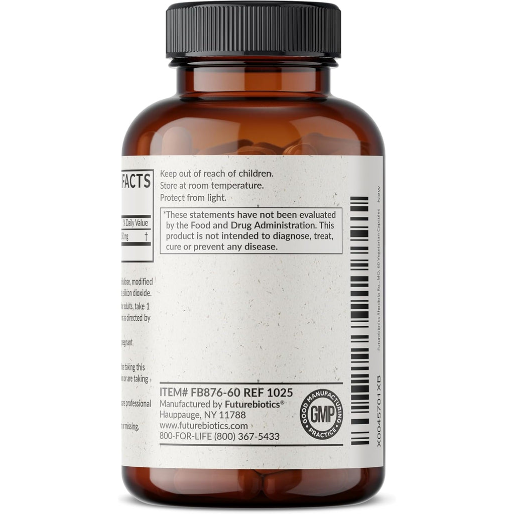 Futurebiotics Rhodiola Rosea Powder Adaptogenic Herb Vegetarian Capsules, 60 Count