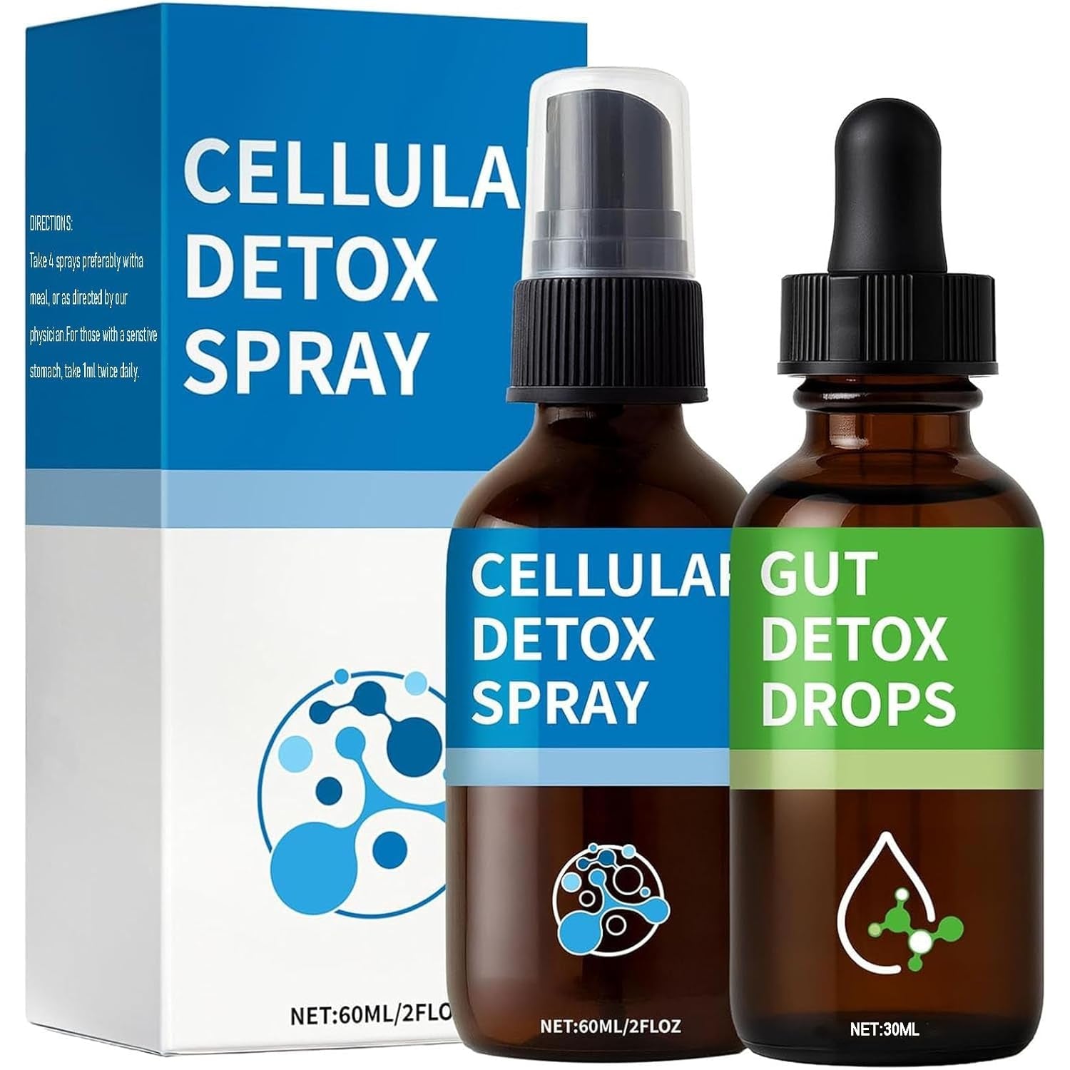 Aacnre Zeolite Detox Pack, Zeolite Drops for Detox & Cleanse, Clinoptilolite Drops & Spray for Heavy Metal Support, Gut Health for Adults