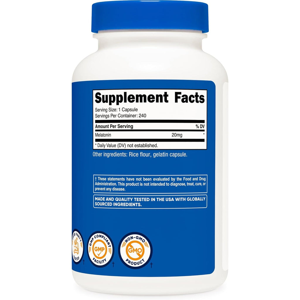 Nutricost Melatonin 20Mg, 240 Capsules, Non-Gmo & Gluten Free