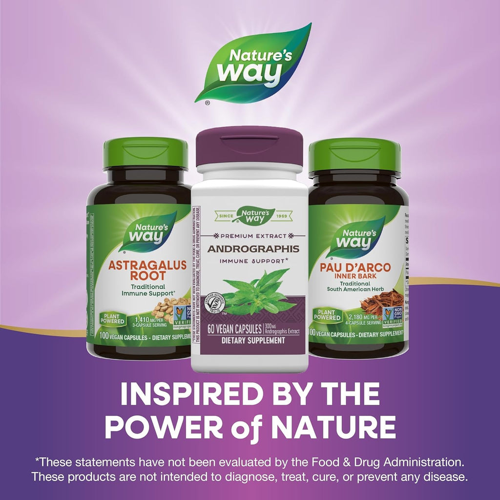 Nature'S Way Premium Extract Andrographis, Immune Support*, 300 Mg Andrographis Extract per Serving, 60 Vegan Capsules