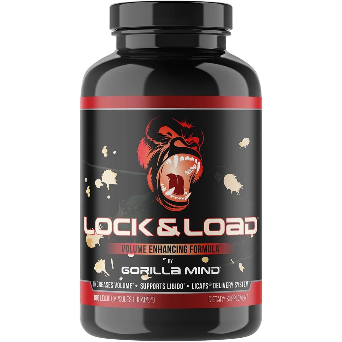 Gorilla Mind Lock & Load® - Semen Volume & Quality Support | Libido · Erection Quality · Pleasure | Sunflower Lecithin, Pygeum, L-Lysine | Licaps® Delivery | 180 Capsules