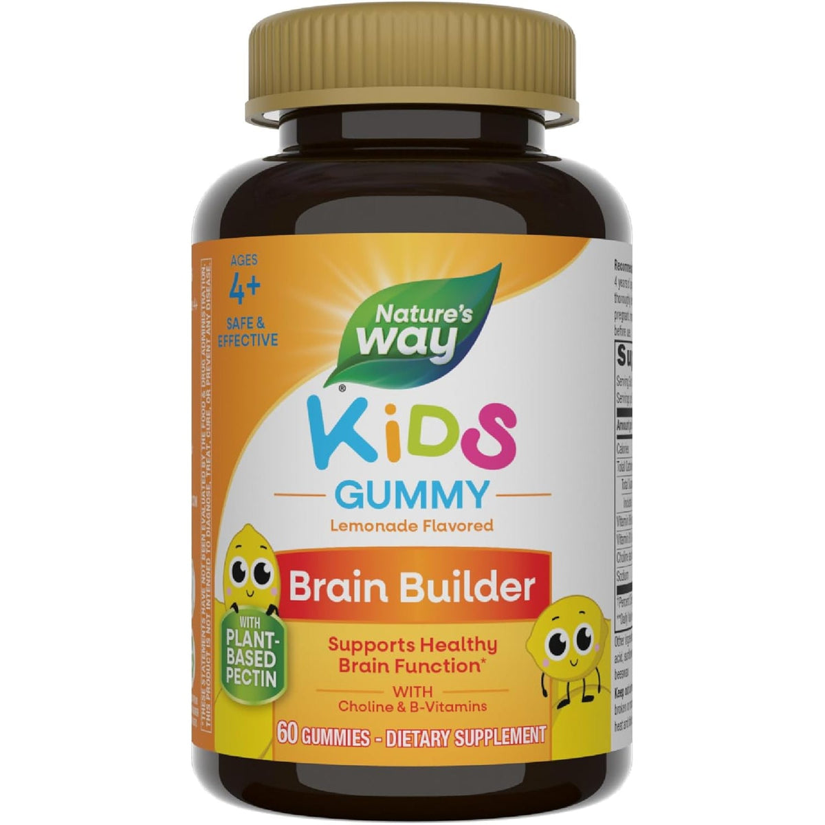 Nature'S Way Kids Brain Supplement Gummies, Supports Healthy Brain Function*, Lemonade Flavored, 60 Gummies