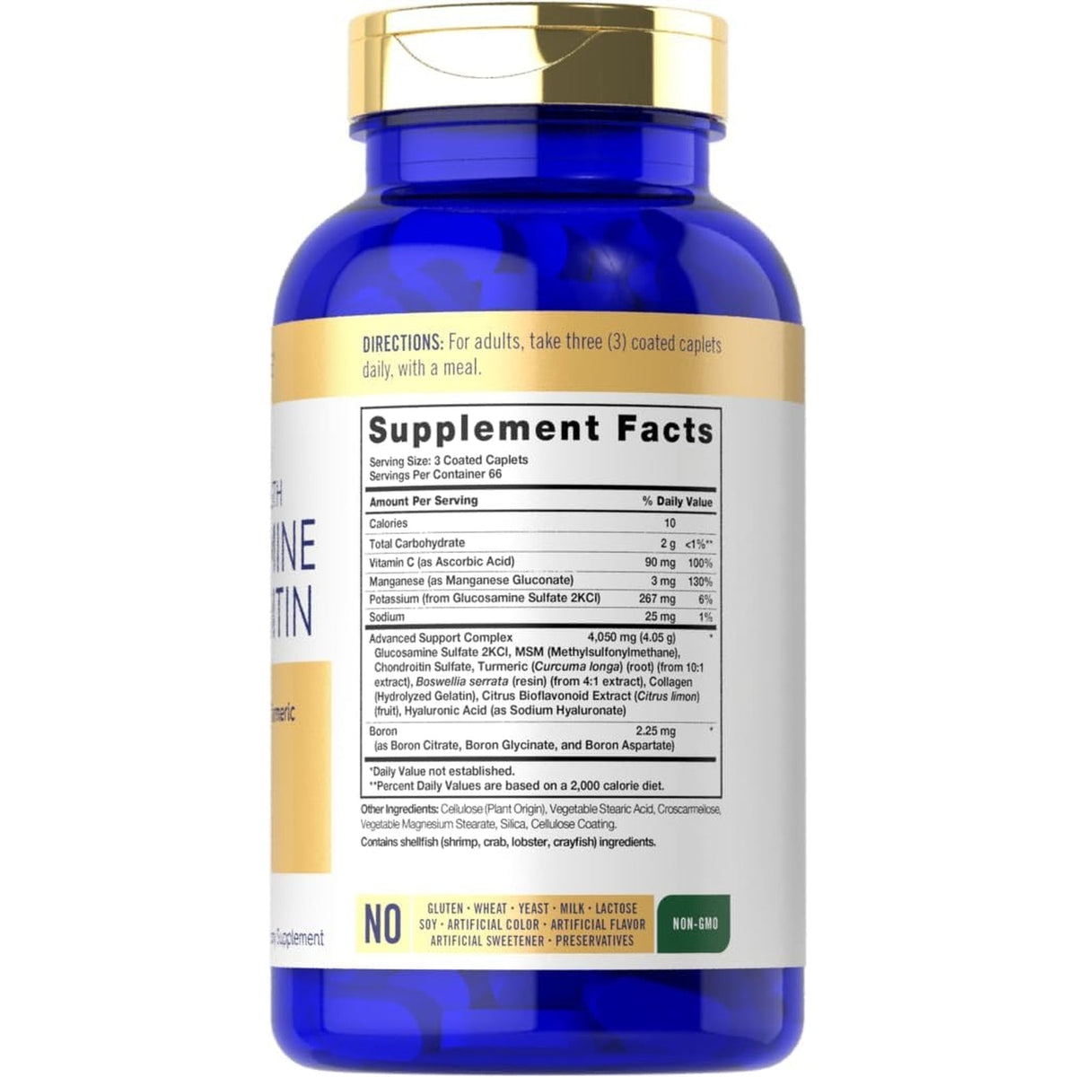 Carlyle Glucosamine Chondroitin MSM Turmeric | 200 Count | Advanced Triple Strength Supplement | Non-Gmo & Gluten Free