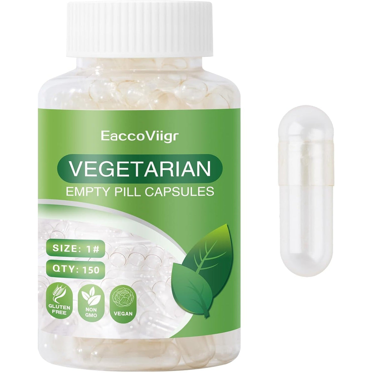 Size 1 Empty Capsules - 150 Count Clear Empty Pill Capsules Size 1 with Capsule Filling Kit, Fillable Vegan Vegetarian Capsule Empty for Vitamins, Easy for DIY Supplements