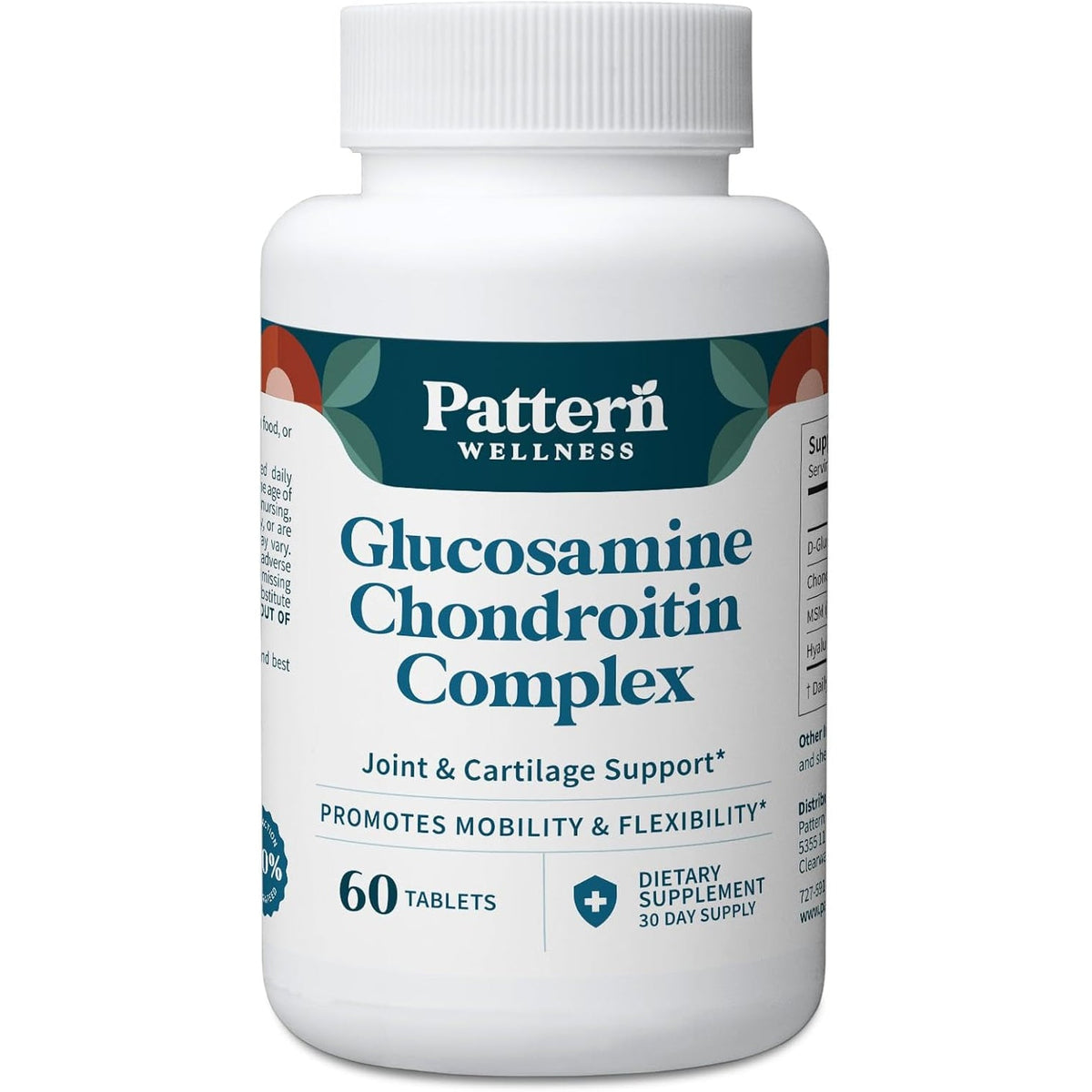 Pattern Wellness Glucosamine Chondroitin Complex with MSM & Hyaluronic Acid – Supports Joint, Cartilage & Flexibility Health – 60 Tablets