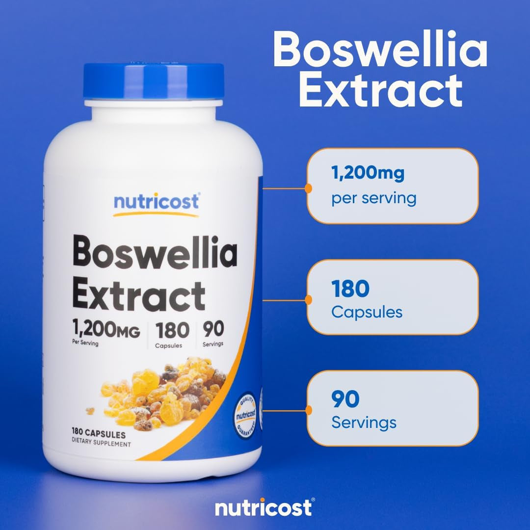 Nutricost Boswellia Extract 180 Capsules for 90 Servings per Bottle - Gluten Free and GMO Free, Vegan