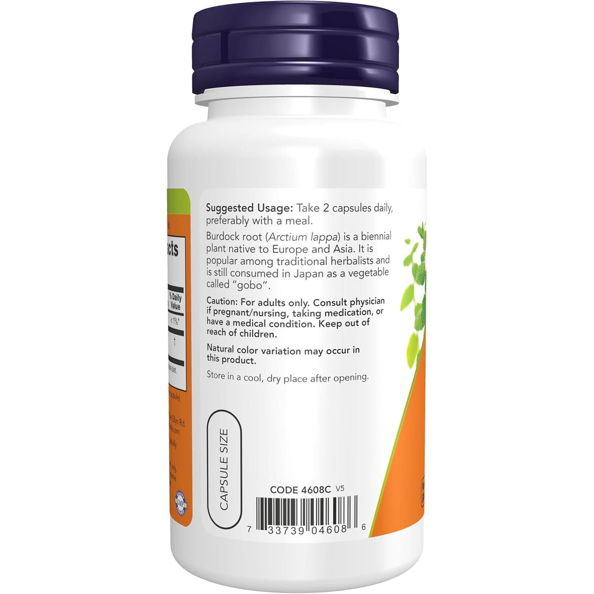 NOW Supplements, Burdock Root (Arctium Lappa) 430 Mg, Herbal Supplement, 100 Veg Capsules