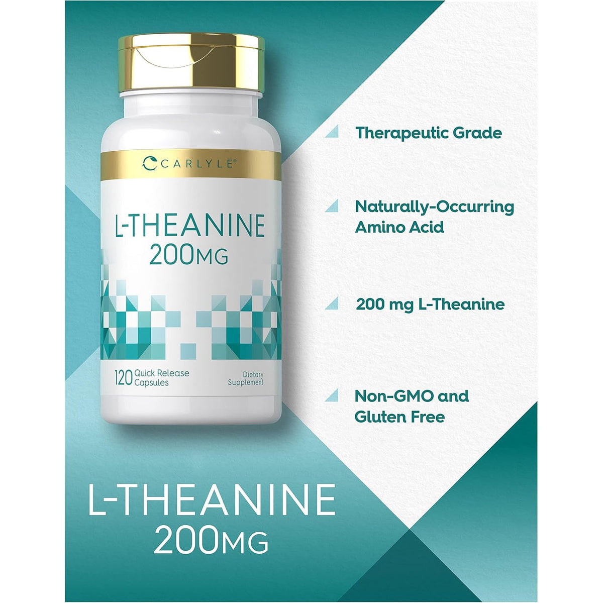 Carlyle L-Theanine 200Mg Supplement | 120 Capsules | Non-Gmo, Gluten Free