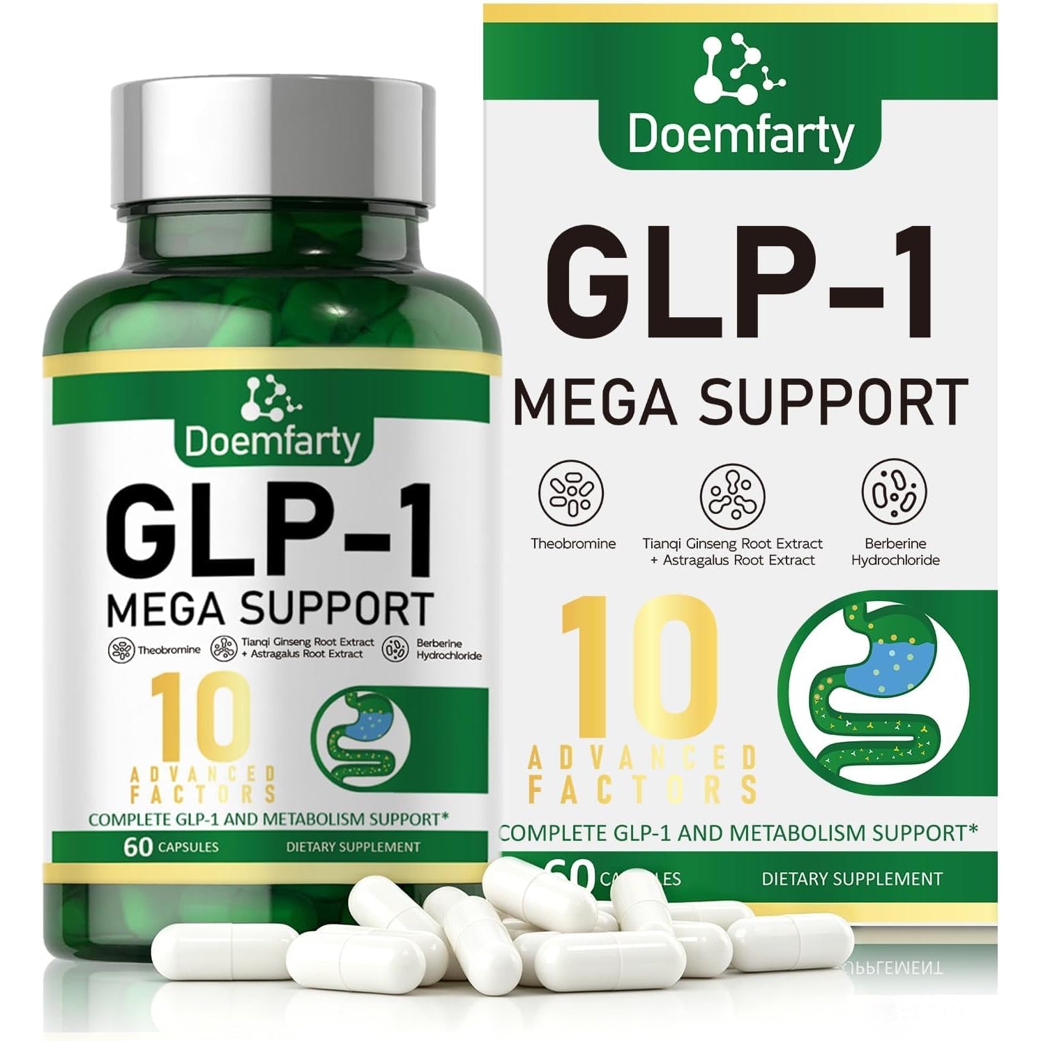 GLP-1 Supplement, GLP-1 Support Capsules with Berberine, Naturally GLP1 Production, GLP-1 Probiotic Capsules for Women & Men, 60 Count