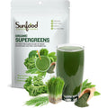Sunfood Superfoods Organic Supergreens Blend - Greens Superfood Powder, Daily Green Juice Powder, Vegetable Smoothie Drink Mix with Chlorella, Spirulina, Alfalfa, Kale, & More - 8 Oz Bag