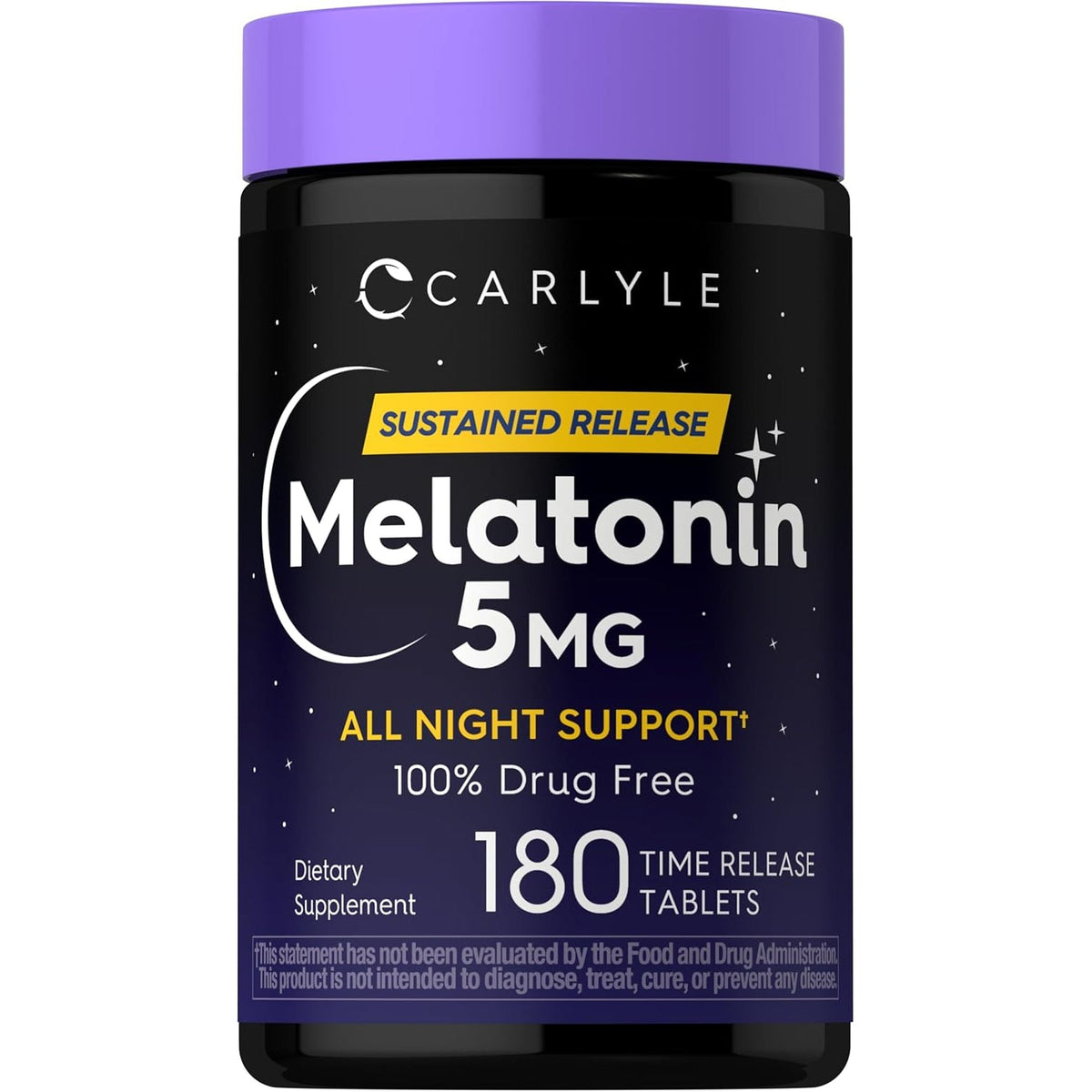 Carlyle Melatonin 5Mg | 180 Sustained Release Tablets | All Night Support Supplement | Vegan, Non-Gmo, Gluten Free Formula