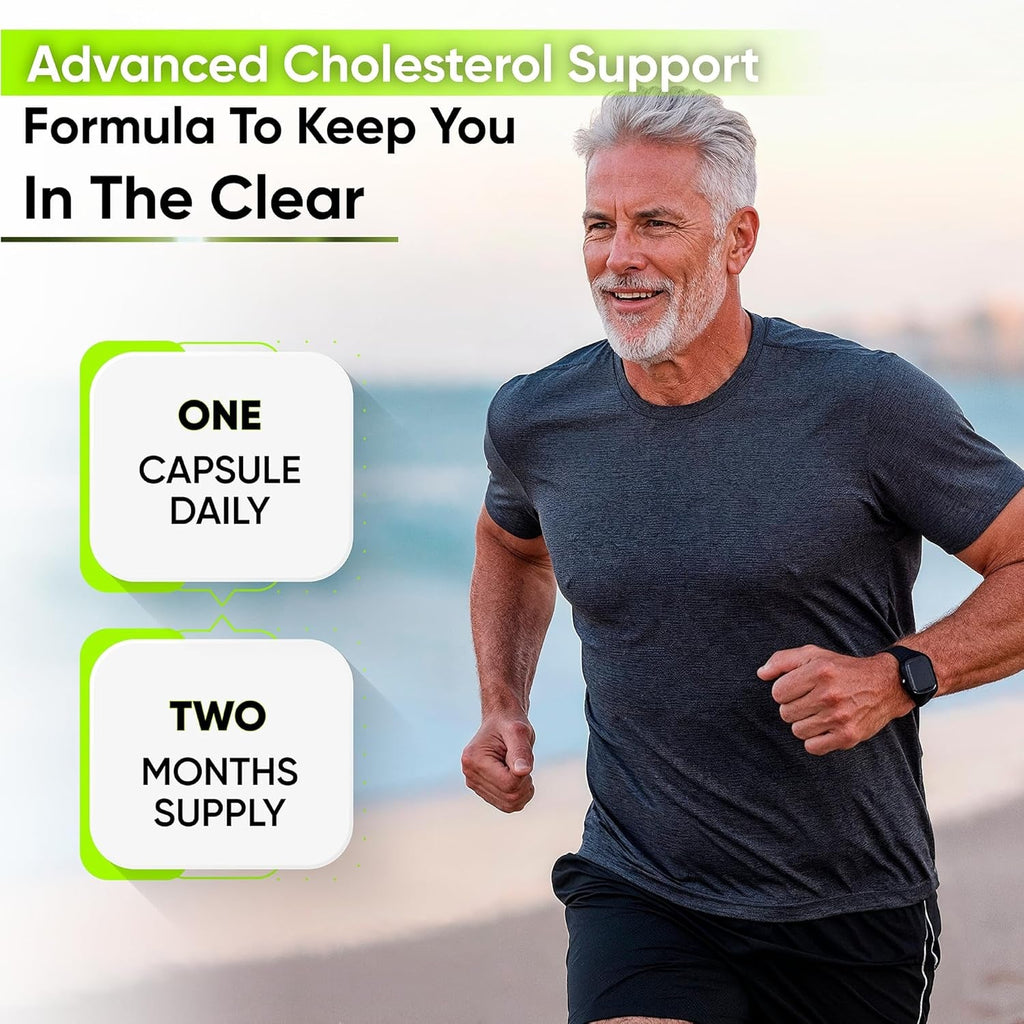 Heart Health Cholesterol Supplements - Cholesterol Health & Heart Support with Plant Sterols, Niacin & Garlic Powder.Vitamins Pills for Healthy Cholesterol and Healthy Heart.Two Months Supply.