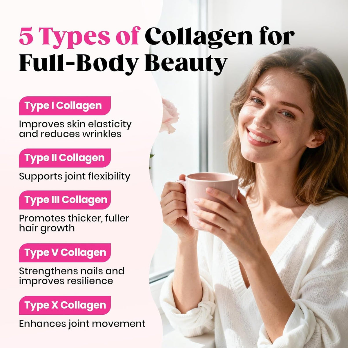 Venture Pal Multi Collagen Powder Type I, II, III, V, X – Hydrolyzed Collagen Peptides MSM, GC, Hyaluronic Acid Vitamin C | Collagen Supplement for Women | Joint, Hair, Skin & Nail Support | Non-Gmo