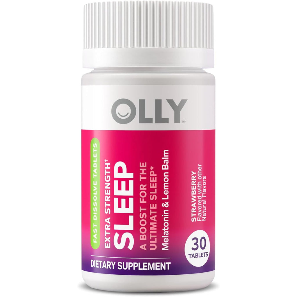 OLLY Extra Strength Sleep Fast Dissolve Tablets, 5Mg Melatonin, Vegan, Strawberry - 30Ct