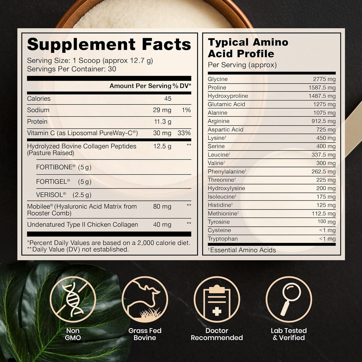 Pure Therapro Rx Triactive Collagen Plus, Collagen Powder for Hair, Skin, Nails, Bones & Joints, Hydrolyzed Collagen Powder W/Patented Peptides, Multi Collagen Protein Powder (Unflavored)