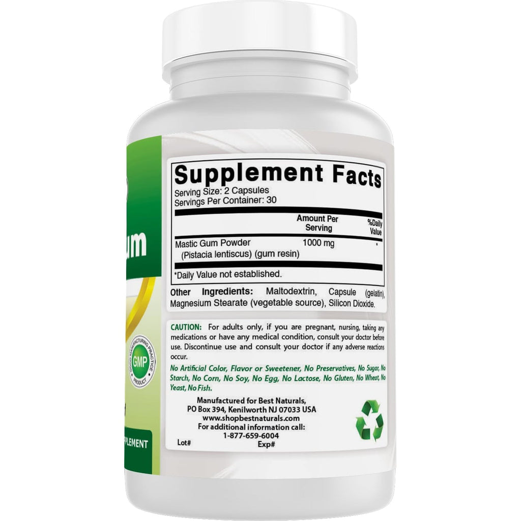 Best Naturals Mastic Gum 500 Mg 60 Capsules