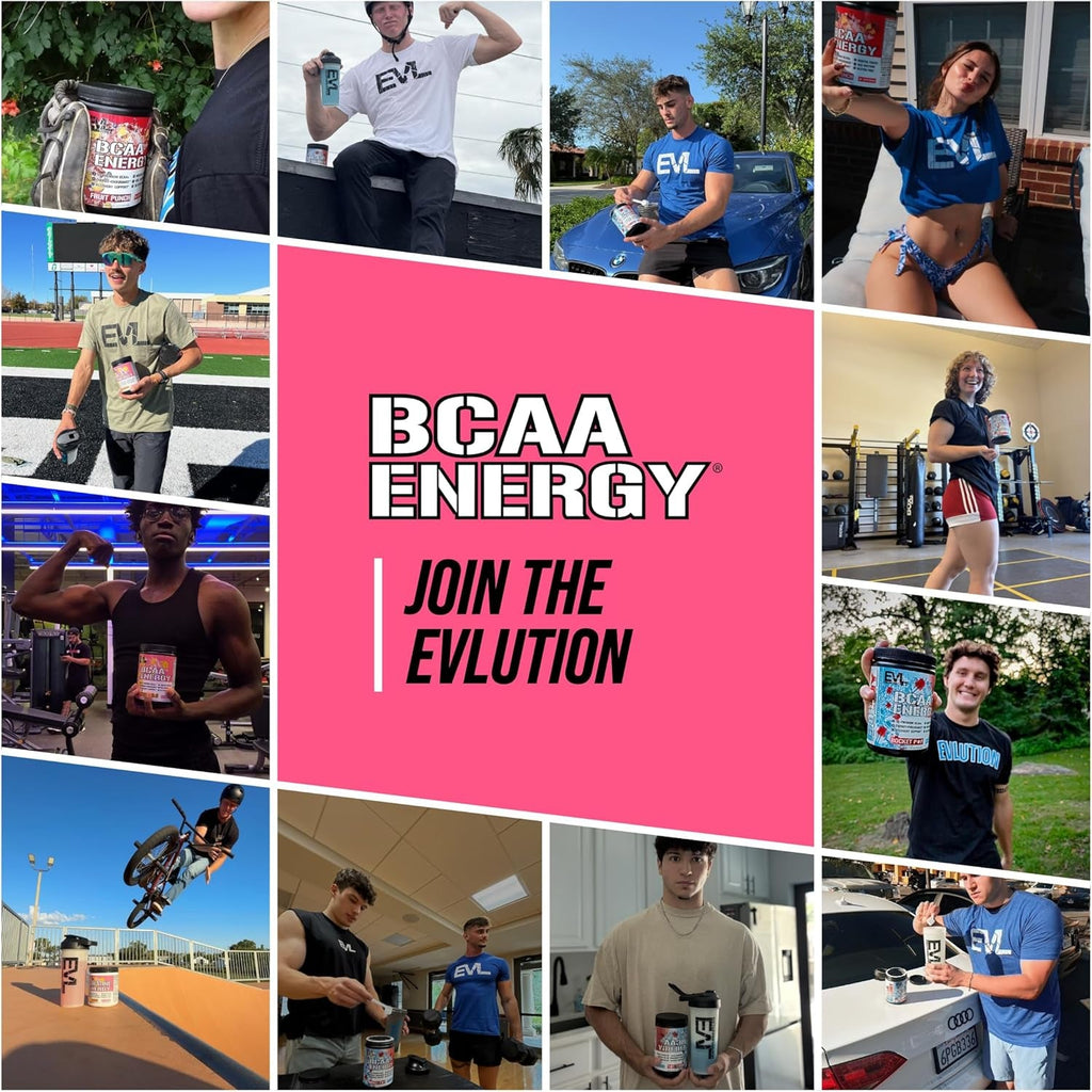 Evlution EVL Bcaas Amino Acids Powder - BCAA Energy Pre Workout Powder for Muscle Recovery Lean Growth and Endurance - Rehydrating Post Workout Recovery Drink with Natural Caffeine - Pink Lemonade