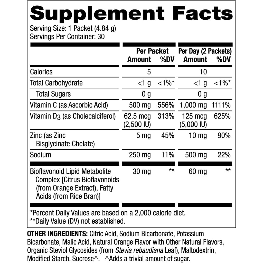 Dr. Mercola Vitamin C-PAK - Daily Immune Support - Contains Vitamin C, Vitamin D3, and Zinc - Fast-Acting Antioxidant Powder - Fizzy Drink Mix - 30 Packets