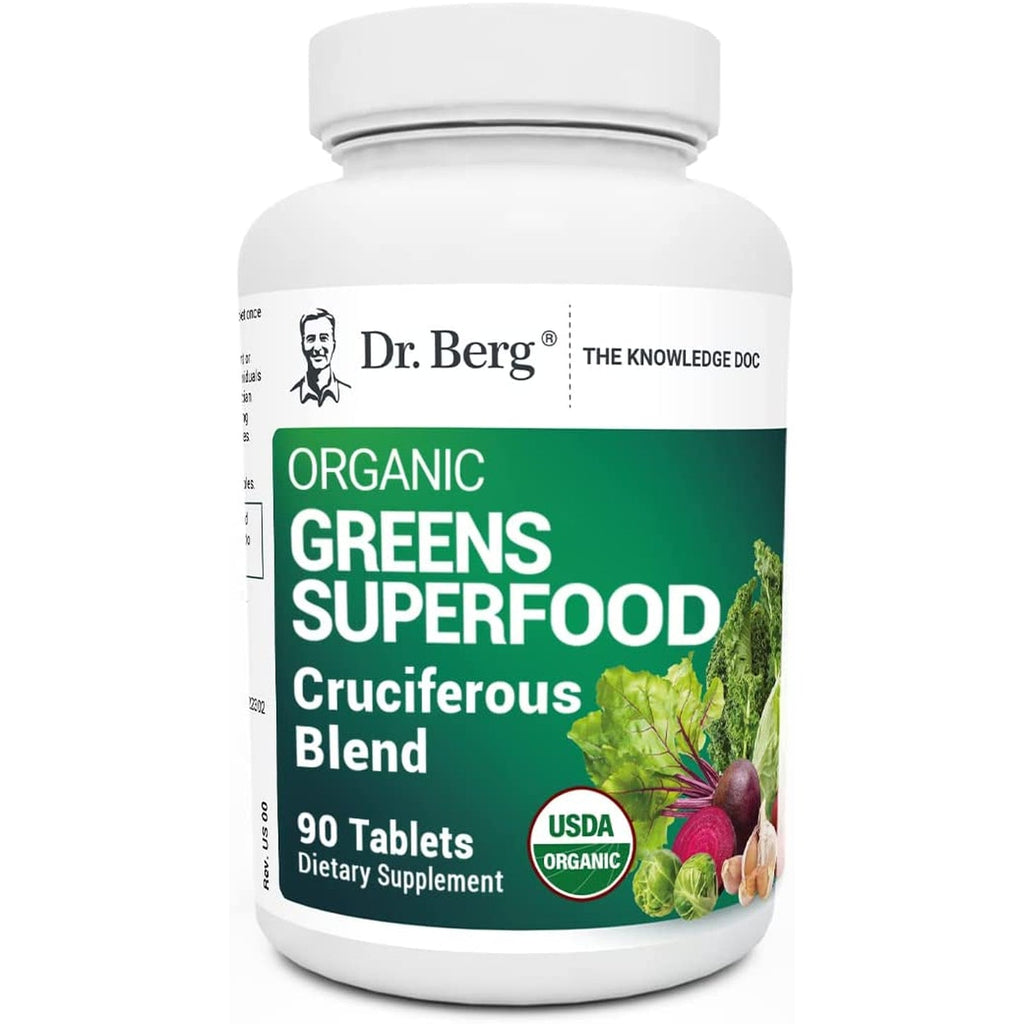 Dr. Berg'S Greens Superfood Cruciferous Vegetable Tablets - Vegetable Supplements for Adults W/ 11 Phytonutrient Super Greens - Energy, Immune System & Liver Veggie Tablets - 90 Tablet