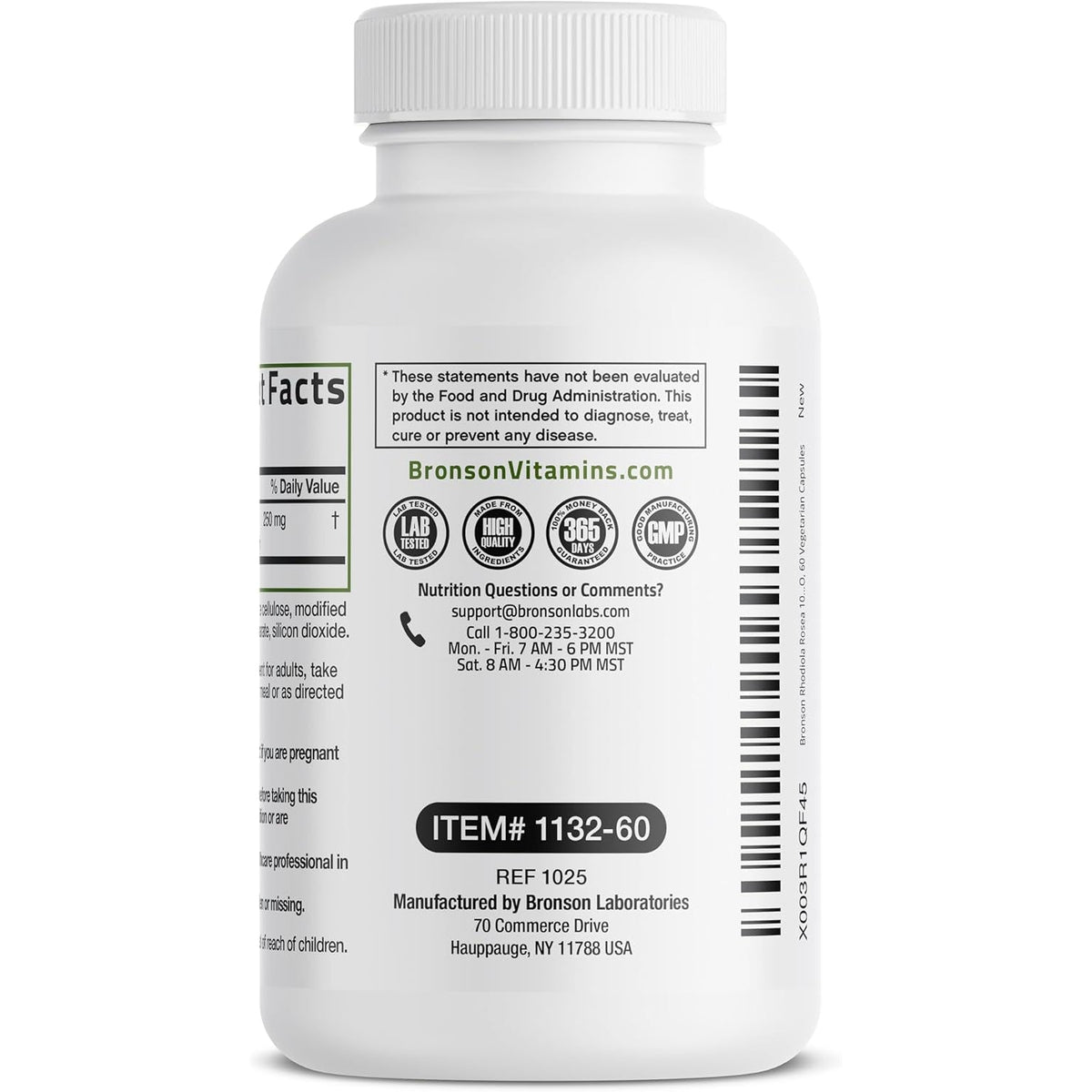 Bronson Rhodiola Rosea Vegetarian Capsules - Adaptogenic Herb - Brain, Stress & Mood Support - Non-Gmo, 60 Count