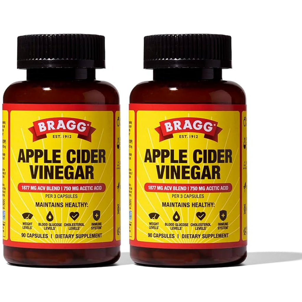 Bragg Organic Apple Cider Vinegar Capsules with Vitamin D and Zinc - (2 Pack) 90 Count - Supports Immune System