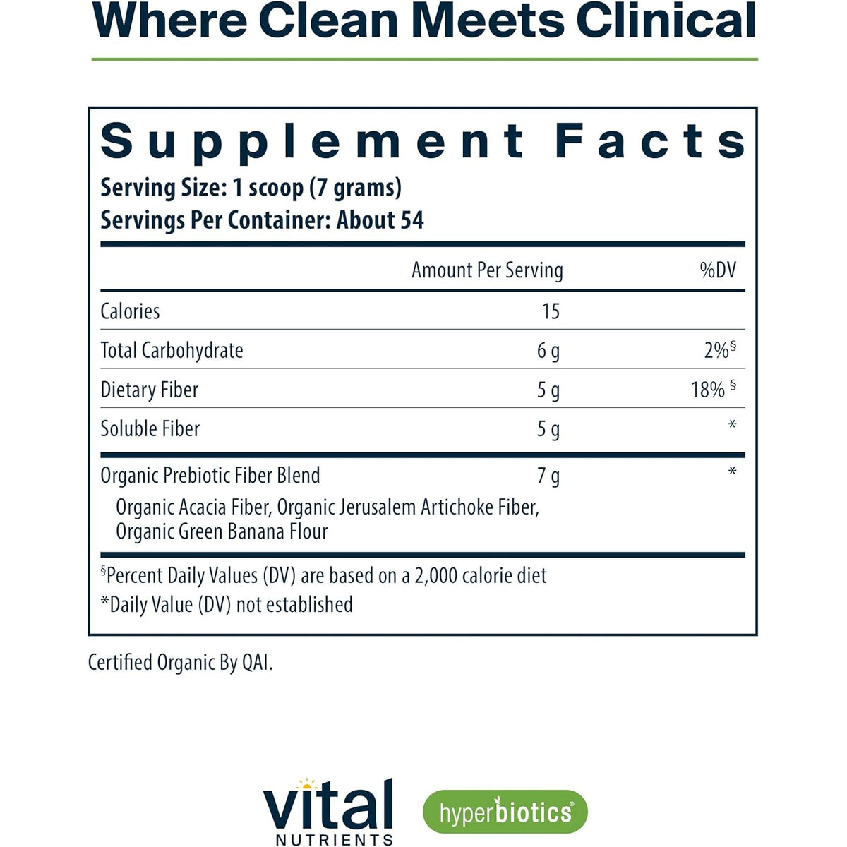 Hyperbiotics Vital Nutrients Organic Prebiotic Fiber Powder | Supports Gut Health and Digestive Regularity | Soluble Fiber Supplement for Women and Men | Vegan Organic Fiber Powder | 54 Servings