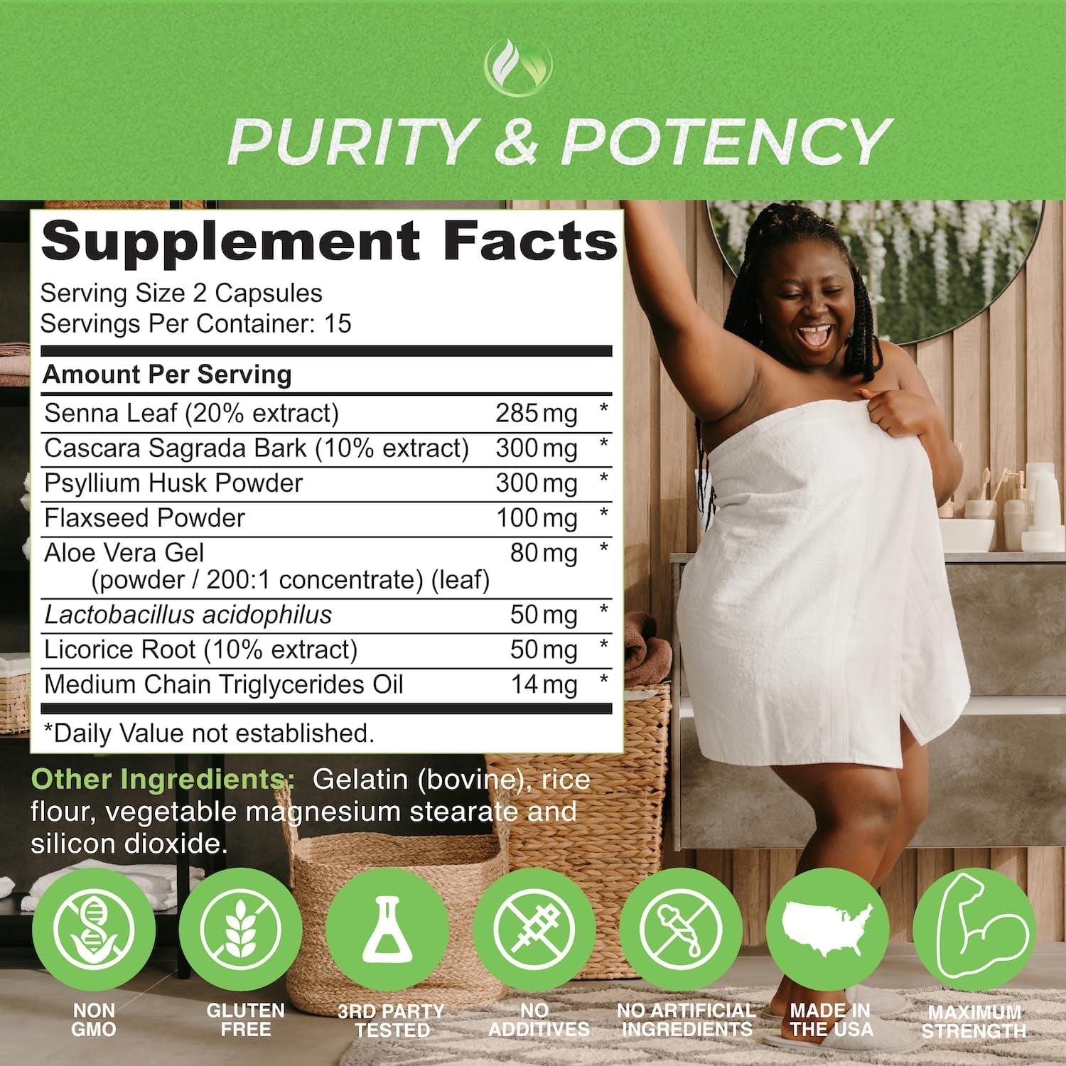 THE ENCLARE NUTRITION Colon Cleanse 15 Day Gut Cleanse Pills - Colon Cleanser for Women & Men - Psyllium Probiotic Laxatives for Constipation, Bloating Relief, Detox Cleanse Weight Loss Support (1)