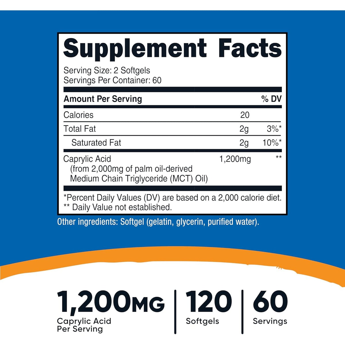Nutricost Caprylic Acid 1200Mg, 120 Softgels