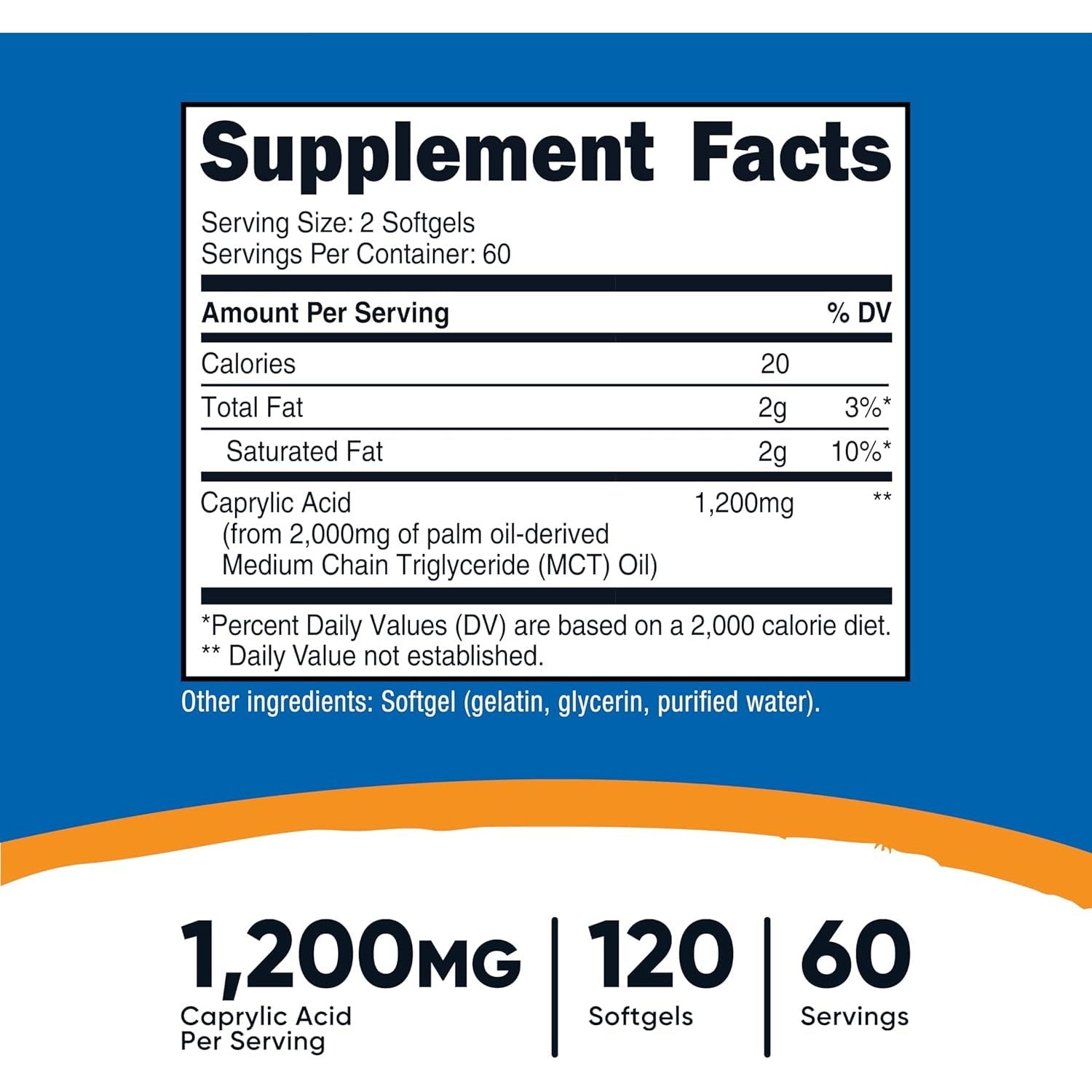 Nutricost Caprylic Acid 1200Mg, 120 Softgels