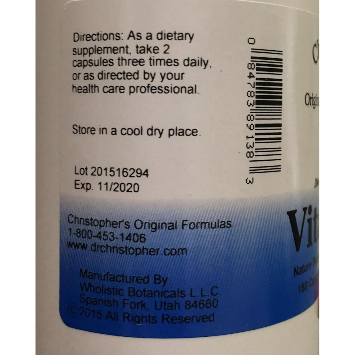 Christopher'S Original Formulas Vitalerbs, Nutrient-Rich Herbal Supplement, 180 Veg Caps