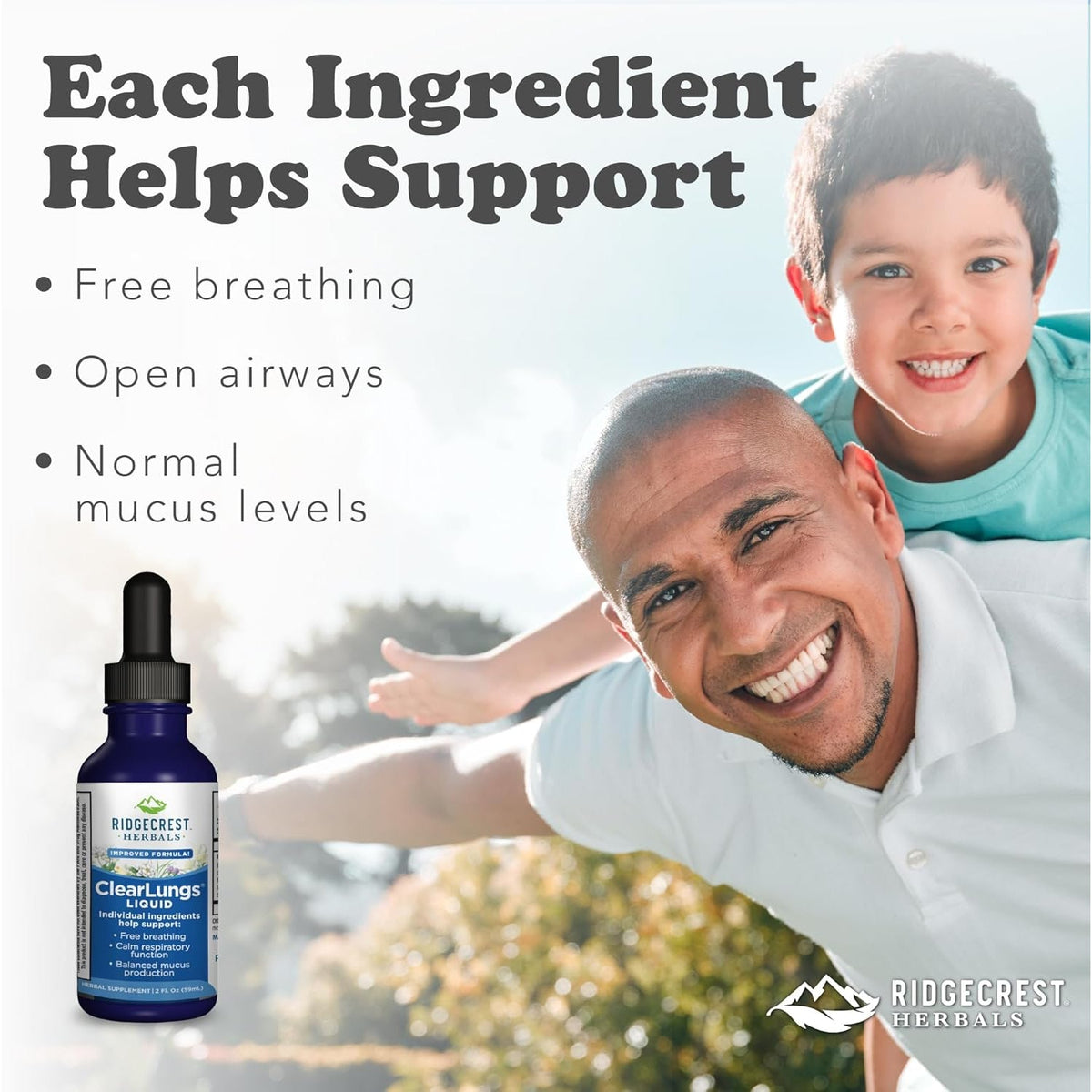 Ridgecrest Herbals Clearlungs Liquid Herbal Supplement, Orange Flavor Alcohol Free for Adults and Kids, Natural Lung and Nasal Wellness Formula for Bronchial and Mucus Support (2 Fl Oz, 29 Servings)