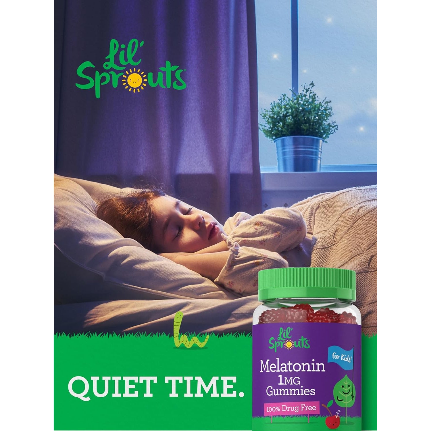 Carlyle Kids Melatonin Gummies | 1 Mg 100 Count | Fruit Flavor Gummy | Vegan, Non-Gmo, Gluten Free | by Lil Sprouts