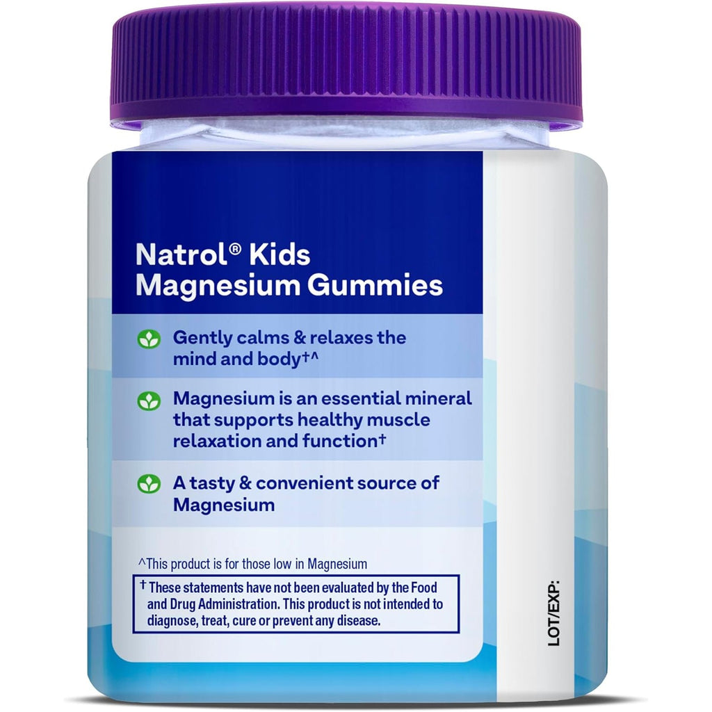Natrol Kids Magnesium Citrate Gummies, Gently Calm and Relax Little Minds and Bodies, plus Support Healthy Muscle Relaxation and Function, 30 Razzilicious Gummies, up to a 30 Day Supply
