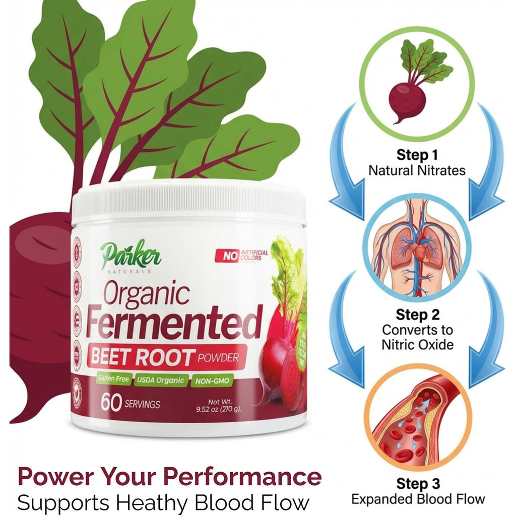 Parker Naturals Organic Fermented Beet Root Powder, 9.52 Oz Beet Powder Supports Healthy Immune System, Gluten Free, Non-Gmo, & Vegan Beets Supplements, 60 Servings