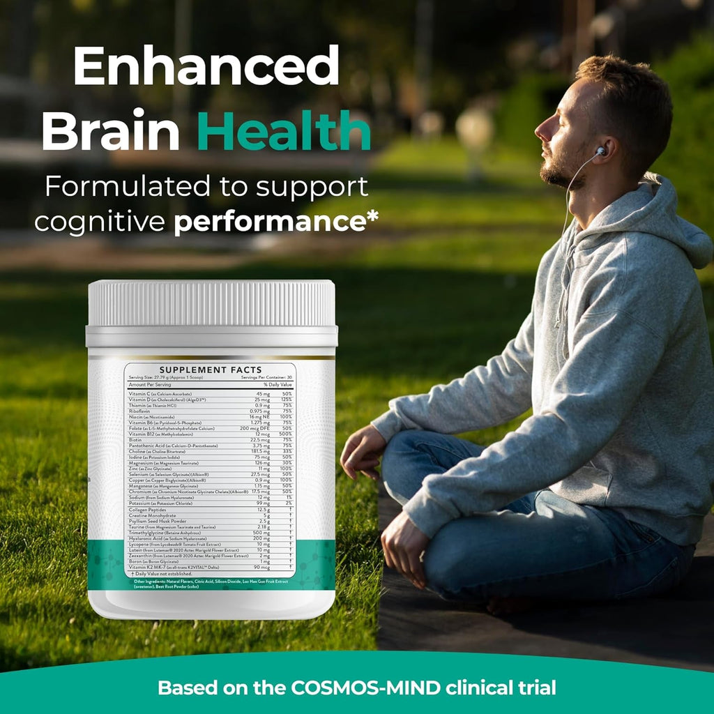 Collagen Peptides + Creatine + Methylated Multivitamin + D3/K2 (MK-7) + Lutein/Zeaxanthin + Lycopene + Psyllium + Taurine + TMG + Hyaluronic Acid (30 Servings, Mixed Berry)