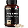Nattokinase Supplement - 2000 FU of Enzyme - 270 Capsules of Nattokinase 100Mg - Gluten Free, Non-Gmo, Vegan